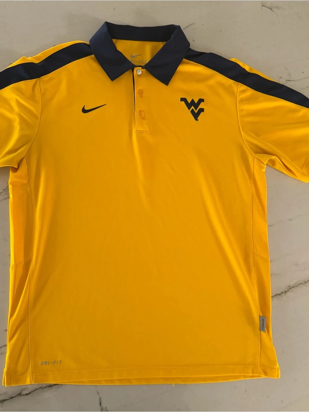 WVU Nike Golf Polo Medium West Virginia Mountaineers Big 12 Yellow
